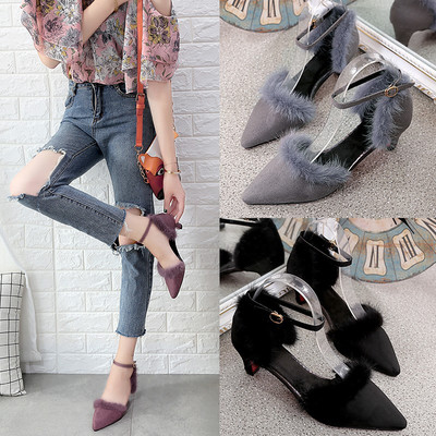 岸森尖頭貂毛單鞋 3厘米細跟，演繹秋冬優雅與性感